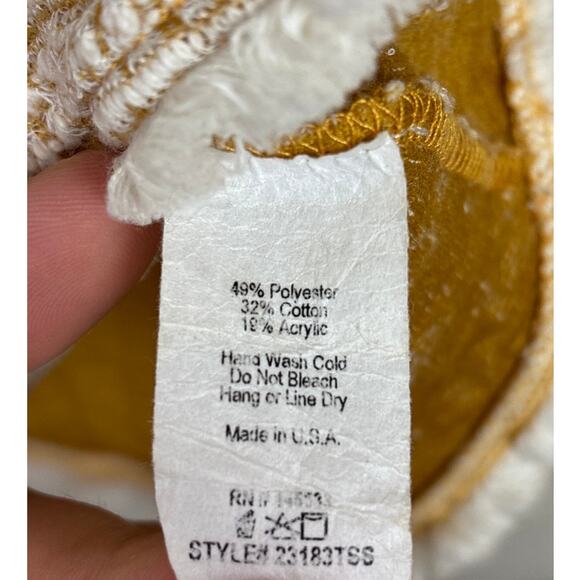 W5 Anthropologie Women’s Medium Yellow White Boho Short Sleeve Top Blouse - Picture 4 of 4